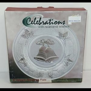 Celebrations 8" Frosted Seasons Greetings Glass Plate